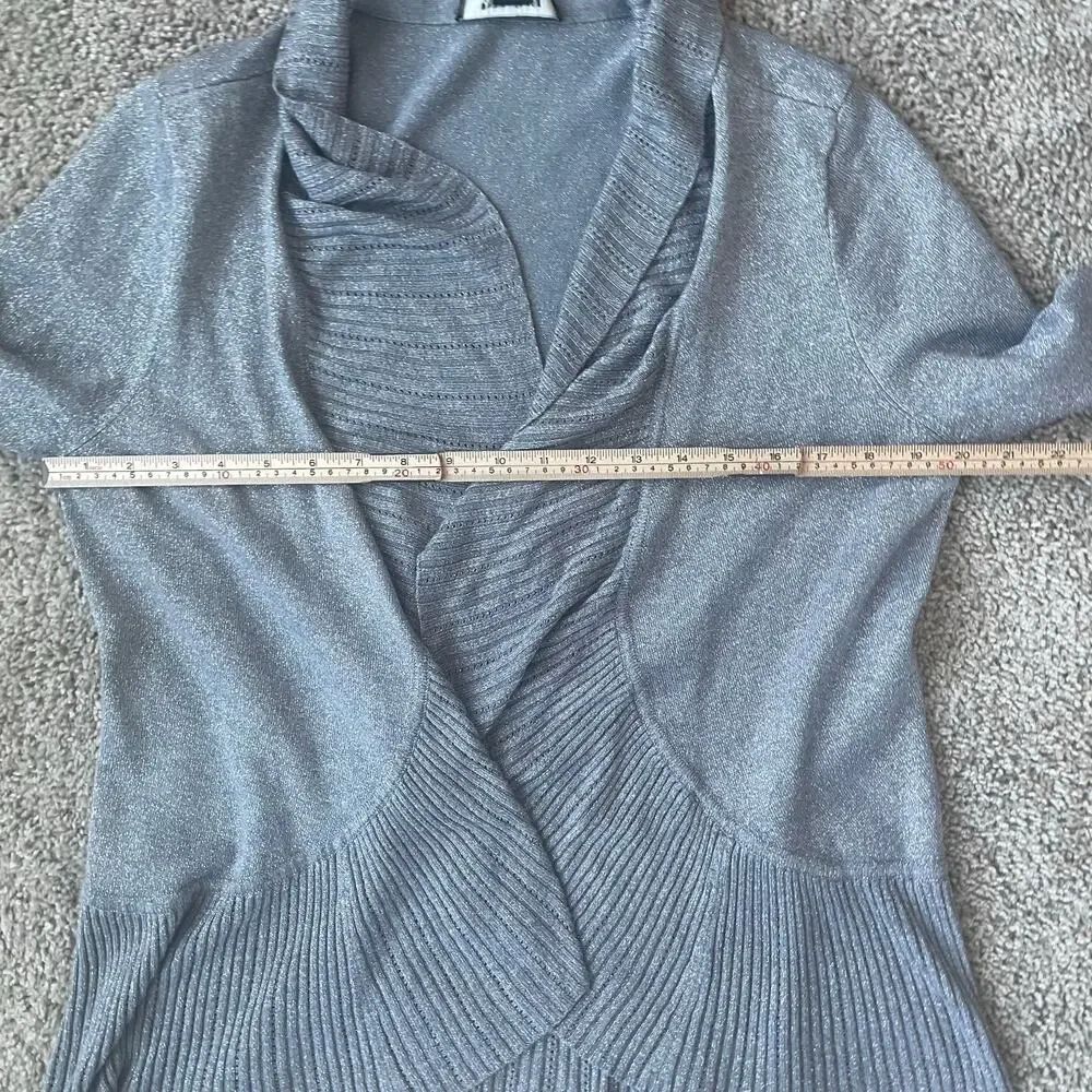 White House Black Market Sz L open front metallic cardigan - Picture 10 of 13